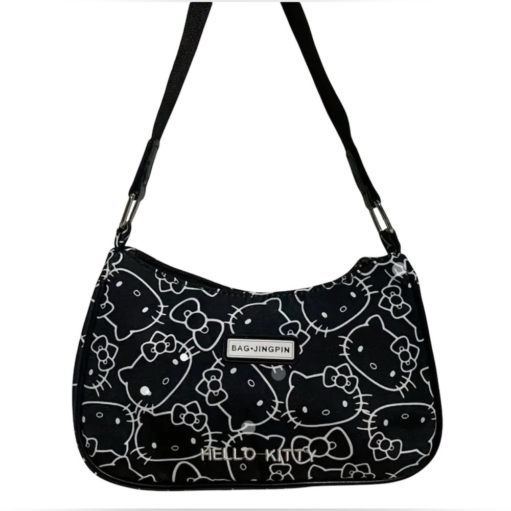 Sanrio Black and White Shoulder Bag with Cat Print